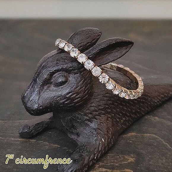 Faux diamond rhinestone stretch tennis bracelet - Picture 2 of 5